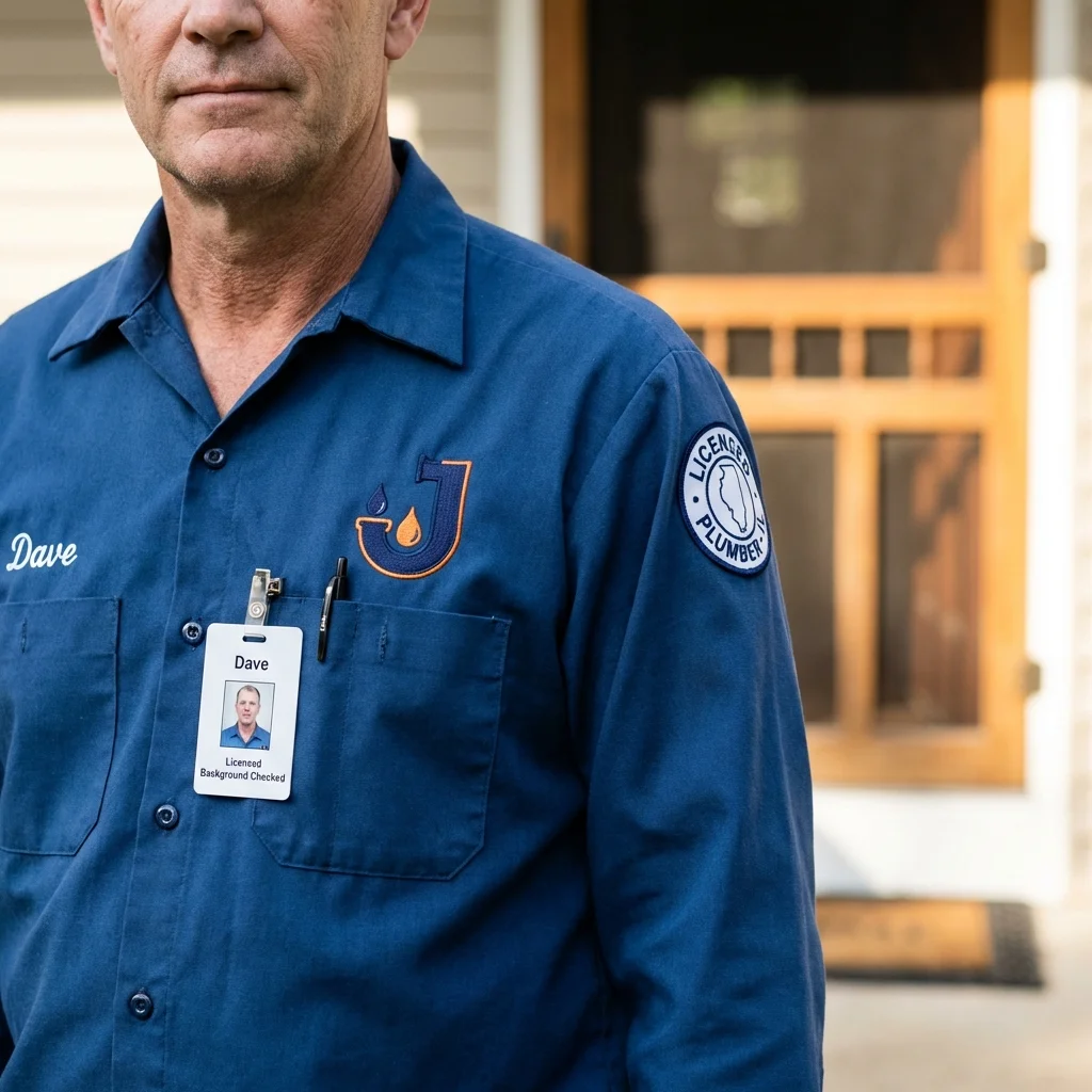Licensed plumber showing ID badge in Wapakoneta, OH