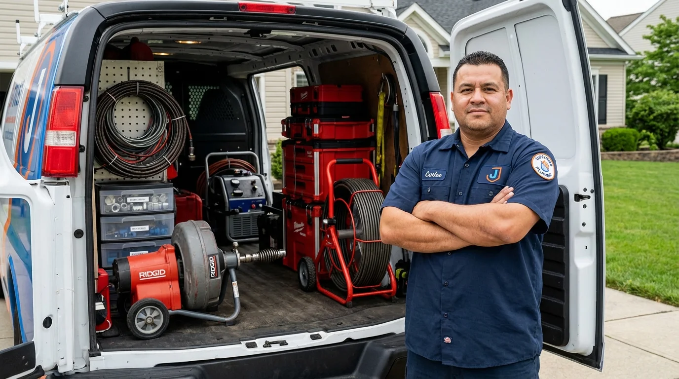 Professional drain cleaning equipment and Johns Plumbing LLC plumber in Wapakoneta