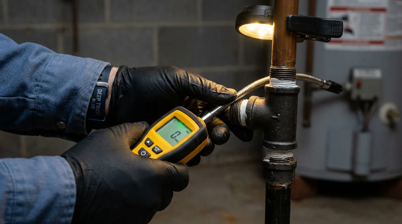 Gas leak detection with electronic sniffer by Johns Plumbing LLC in Wapakoneta