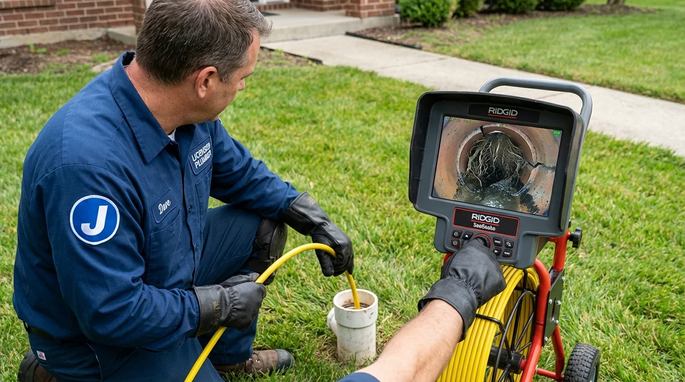 Sewer camera inspection being performed by Johns Plumbing LLC in Wapakoneta