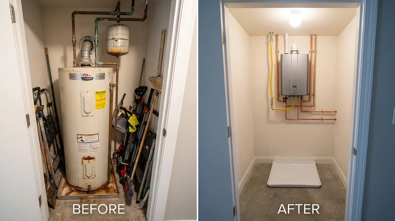 Tank water heater versus wall-mounted tankless unit comparison for Wapakoneta, OH homeowners